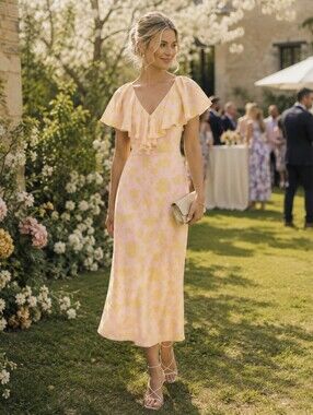 Kate Spade Floral Splash Satin Midi Dress NWT Size 14 | Summer Wedding Guest